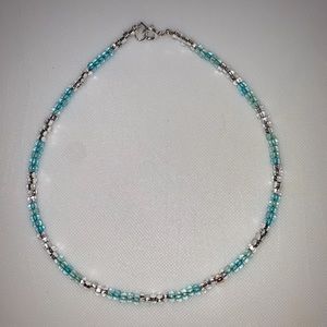 Blue & Clear Beaded Necklace (handmade)